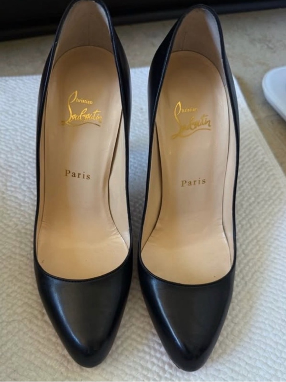 Christian Louboutin Black Leather Elisa 100 Heels